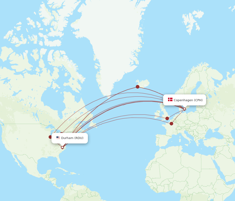 CPH-RDU flight routes