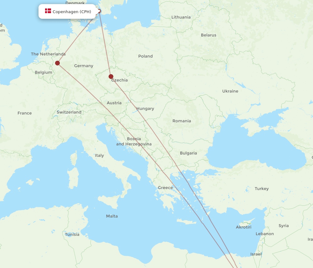 CPH-RMF flight routes