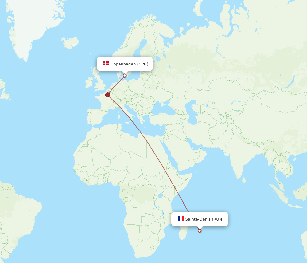 CPH-RUN flight routes