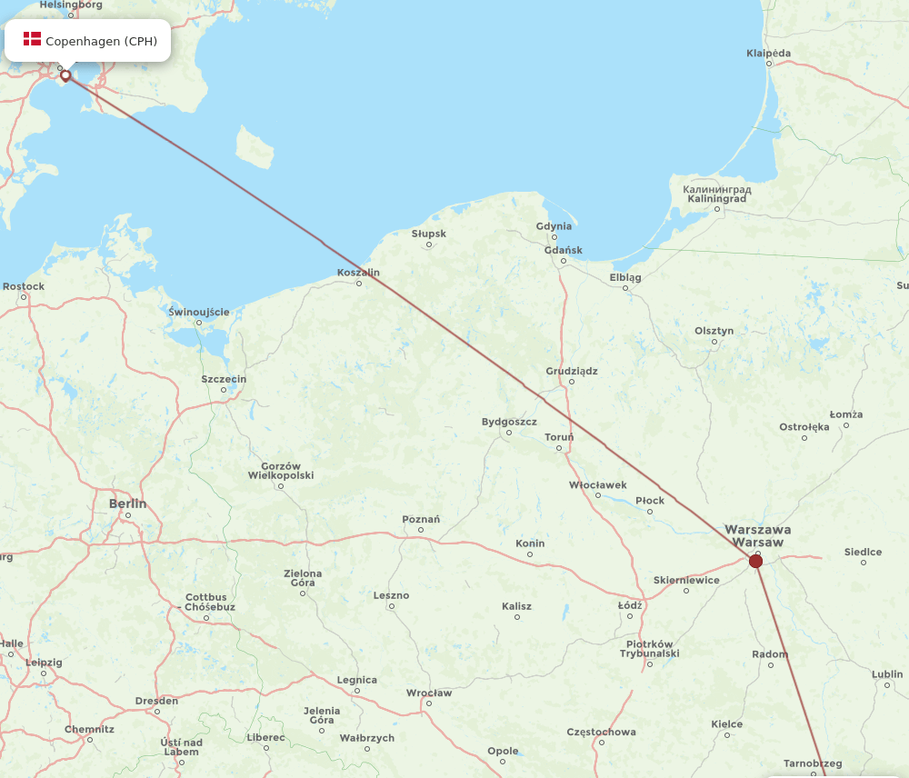 CPH to RZE flights and routes map