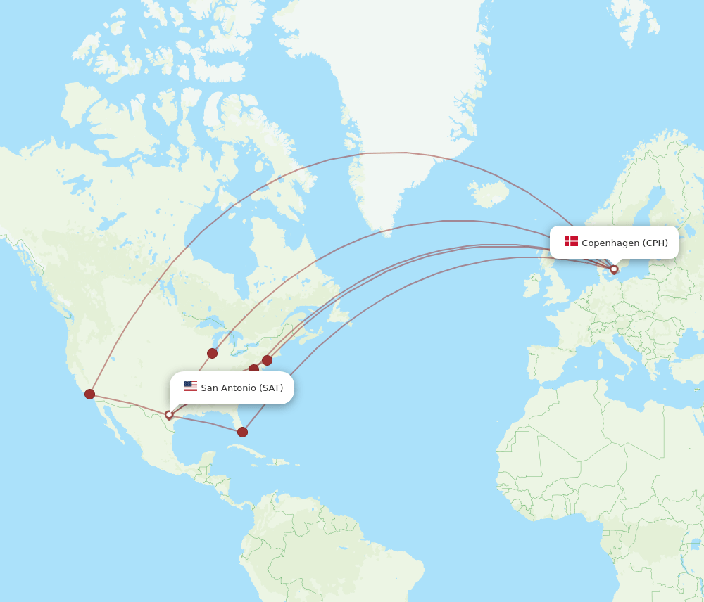 CPH-SAT flight routes