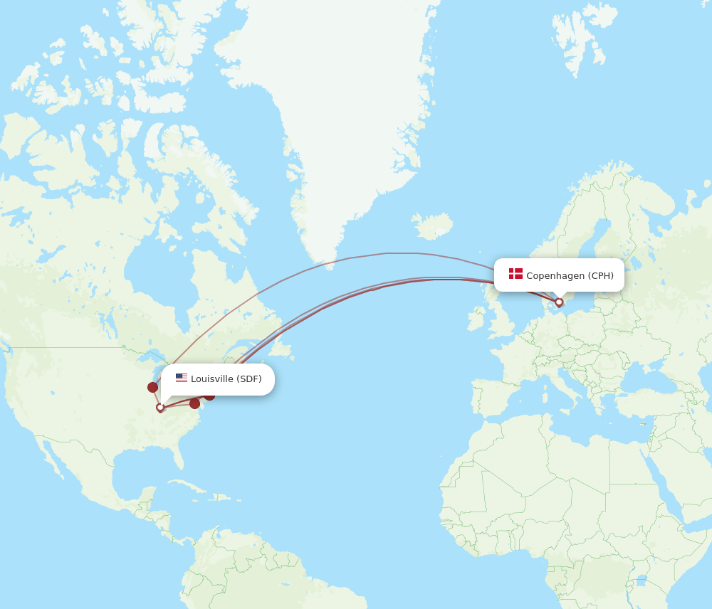 CPH-SDF flight routes