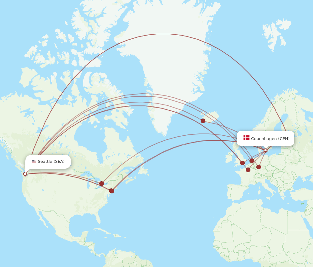 CPH-SEA flight routes