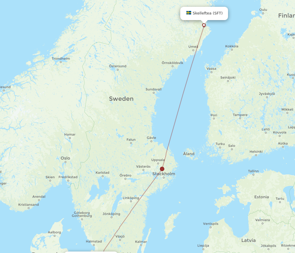 CPH to SFT flights and routes map