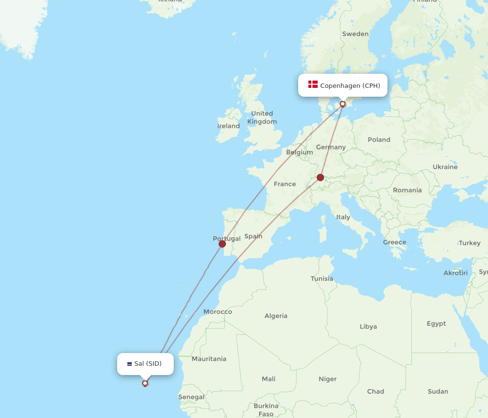 CPH-SID flight routes
