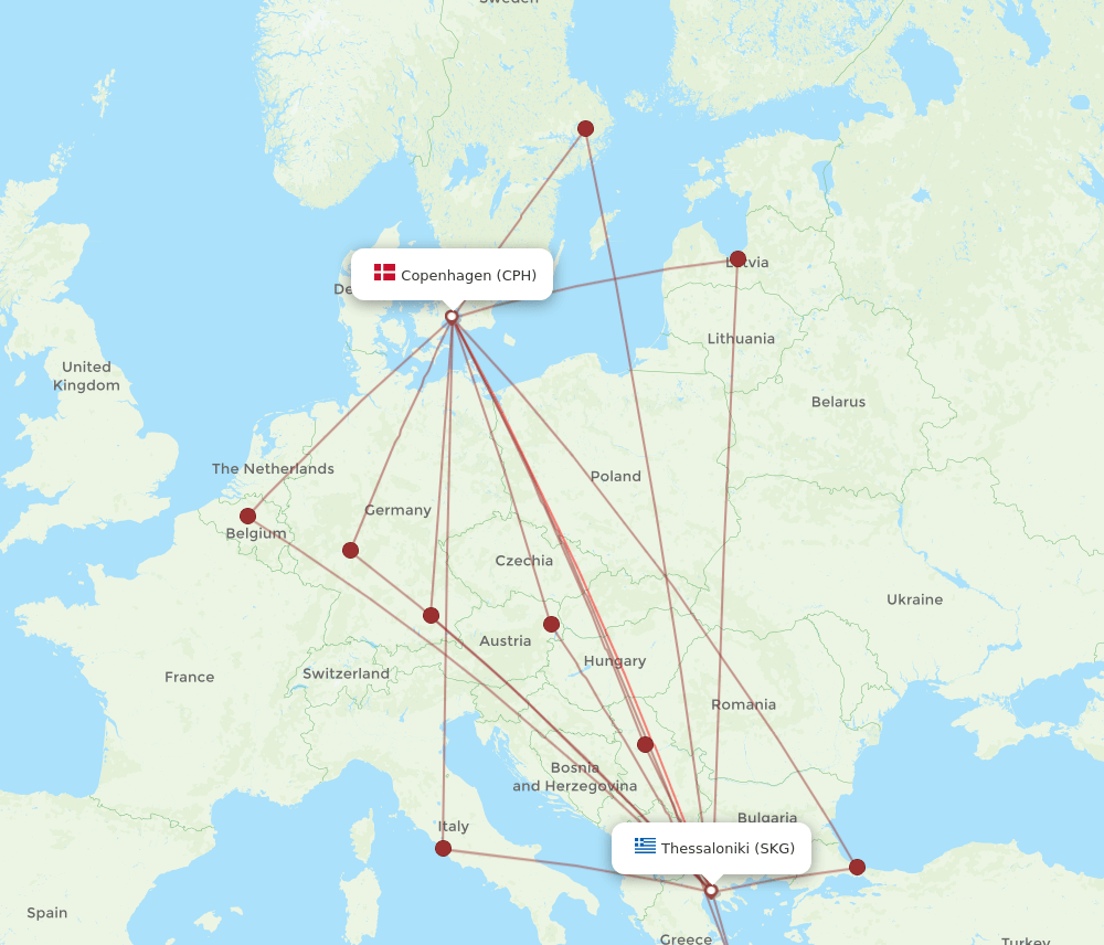 CPH-SKG flight routes