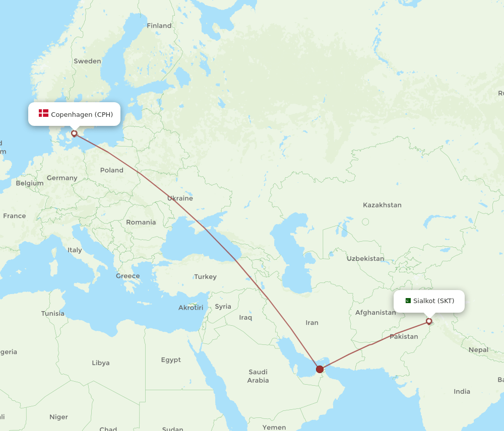 CPH to SKT flights and routes map