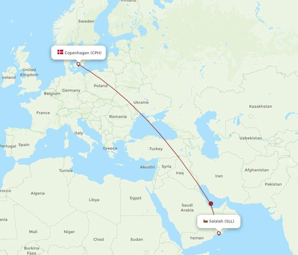 CPH to SLL flights and routes map