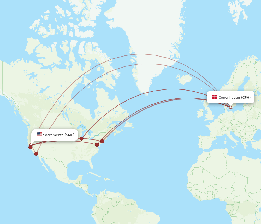 CPH-SMF flight routes