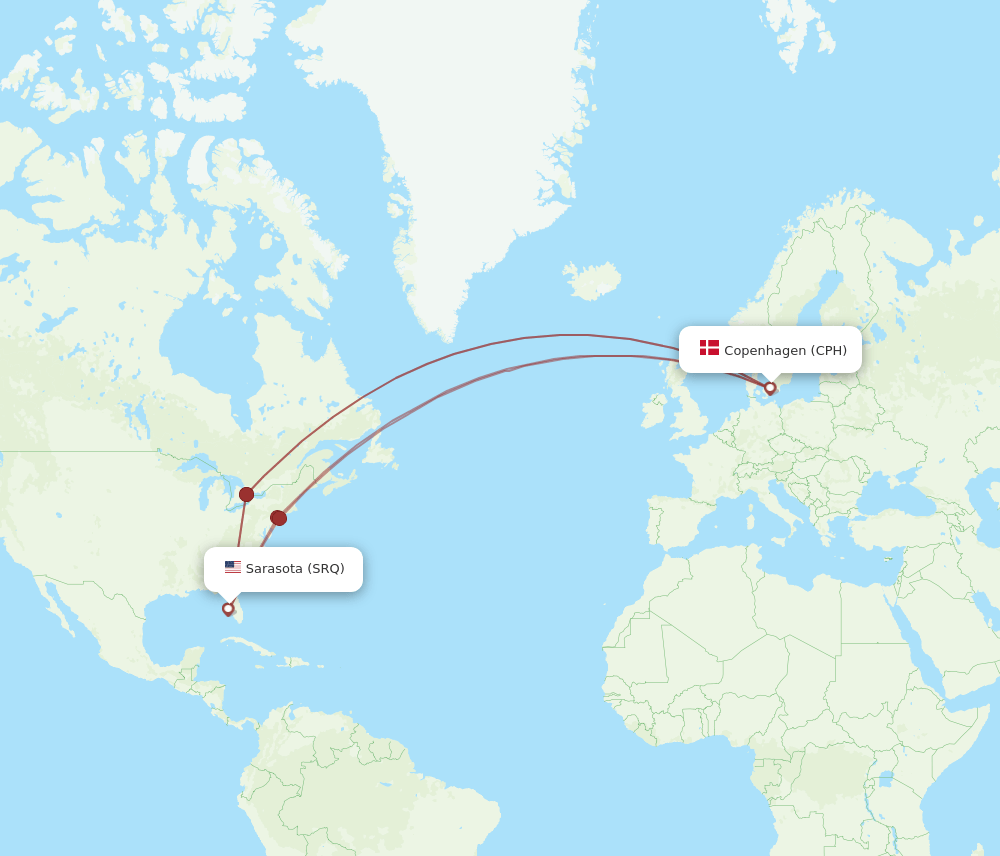 CPH-SRQ flight routes