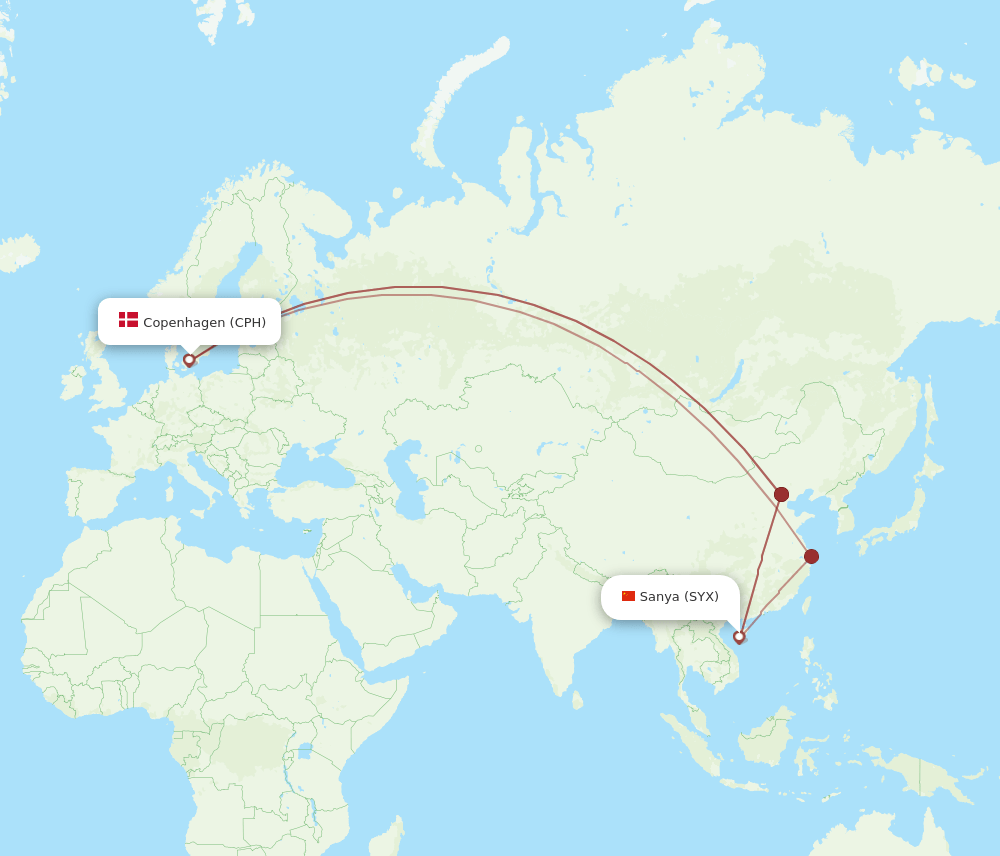 CPH-SYX flight routes