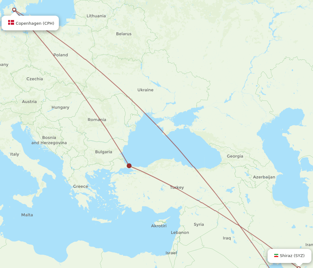 CPH-SYZ flight routes