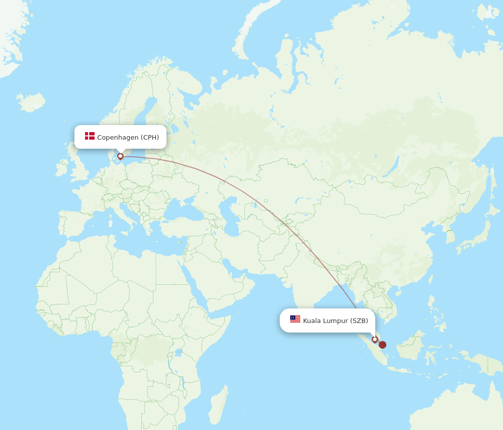 CPH-SZB flight routes