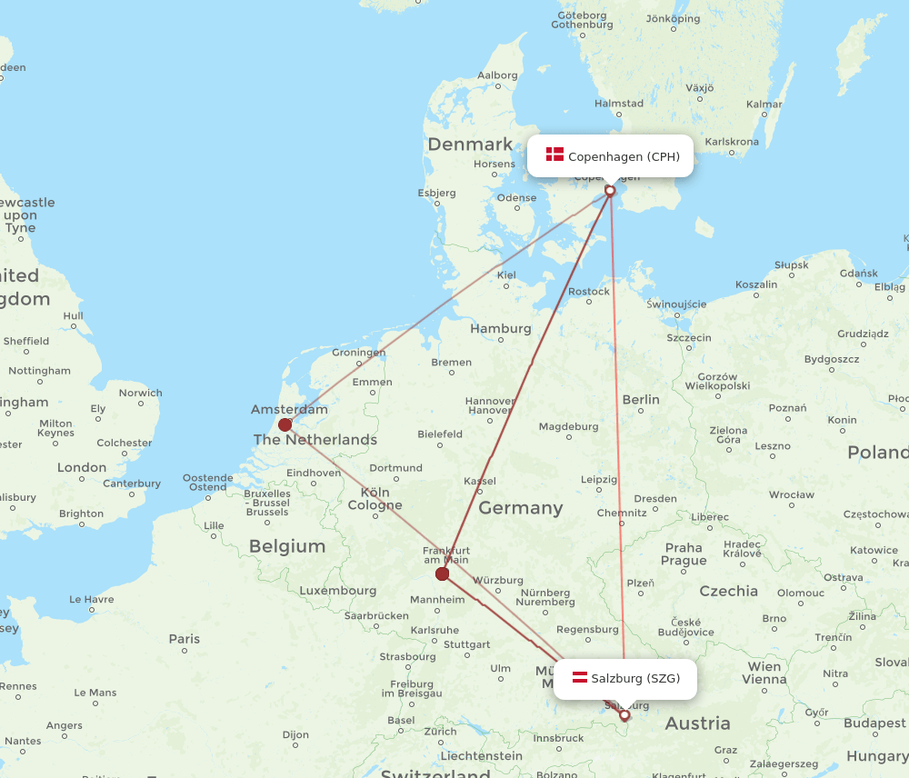 CPH-SZG flight routes
