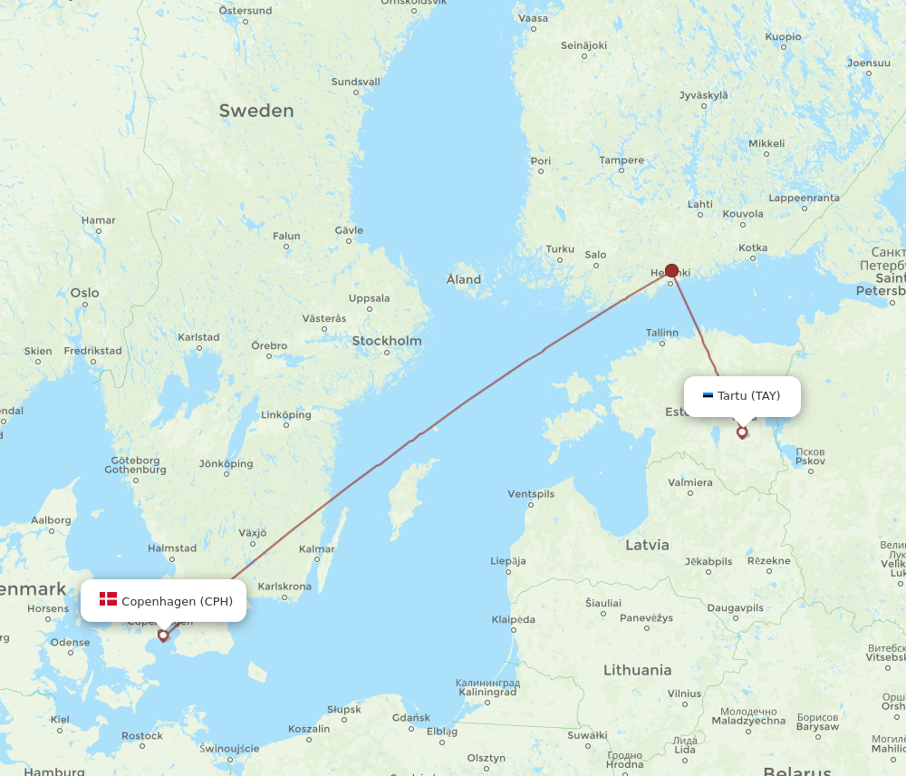 CPH-TAY flight routes