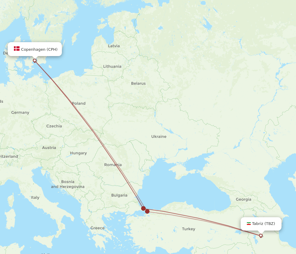 CPH-TBZ flight routes
