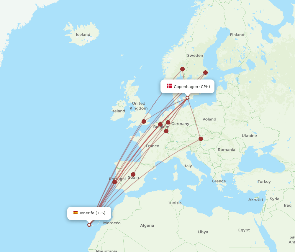 CPH-TFS flight routes