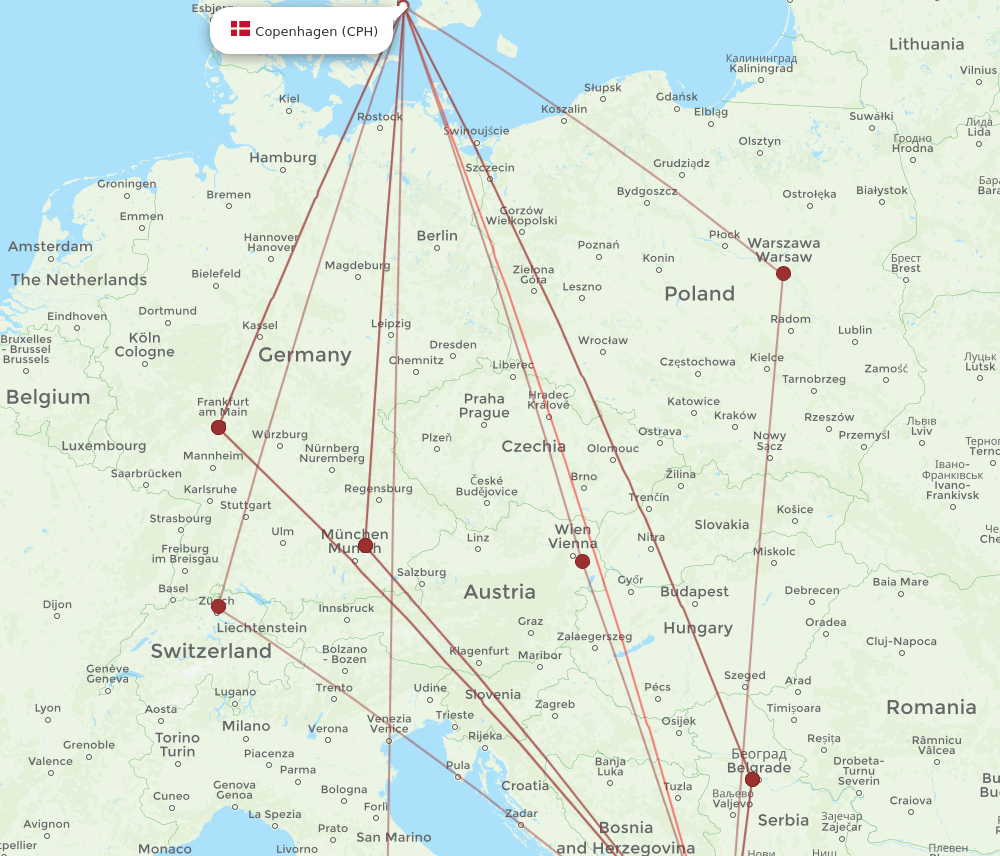 CPH-TIA flight routes