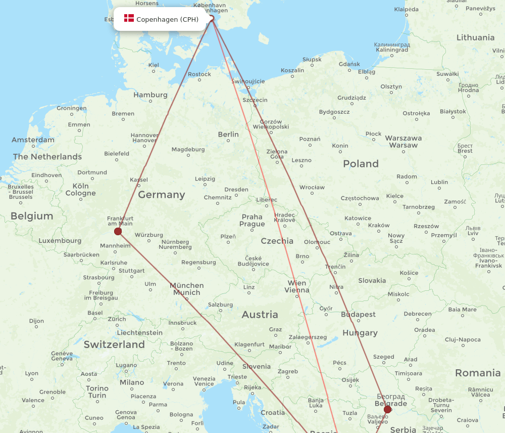 CPH to TIV flights and routes map