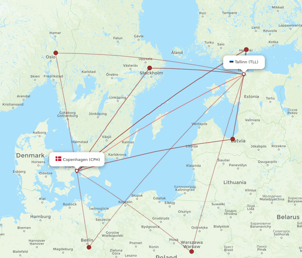 CPH-TLL flight routes