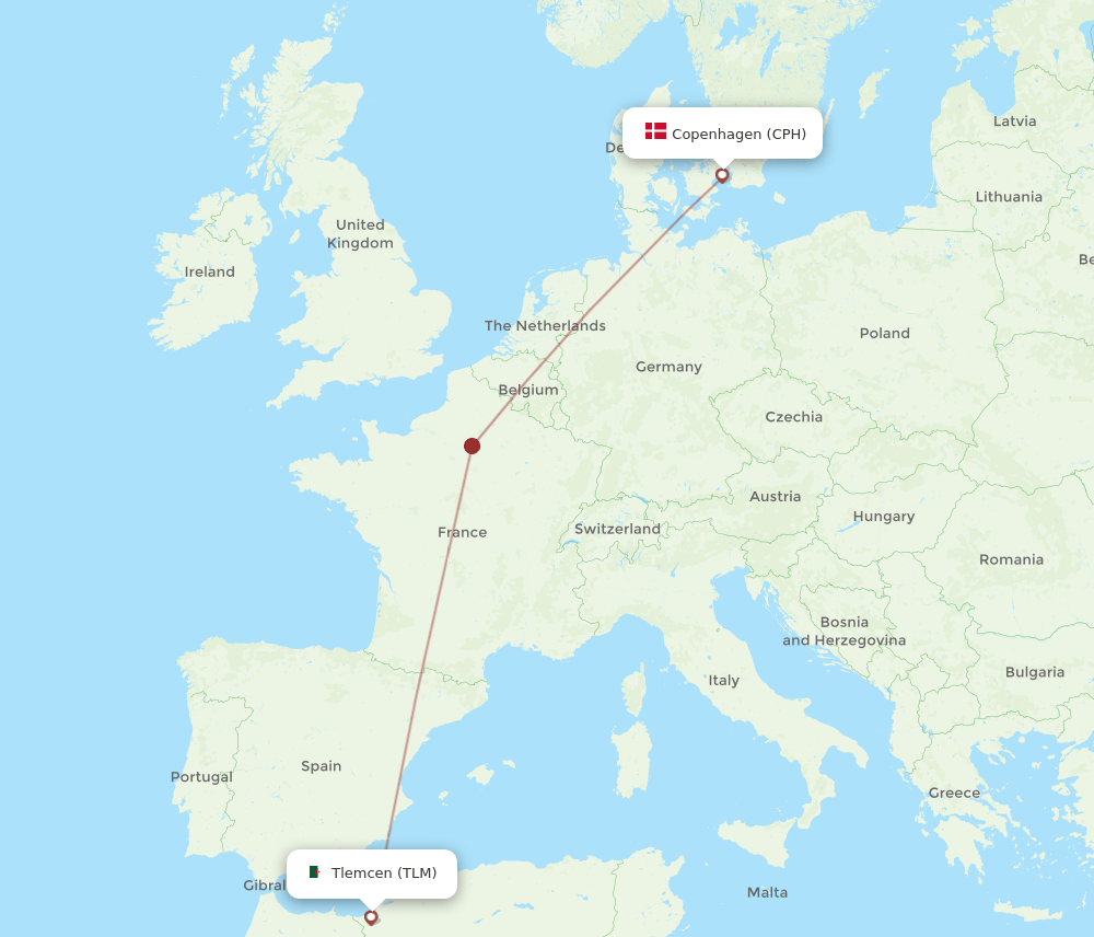 CPH-TLM flight routes