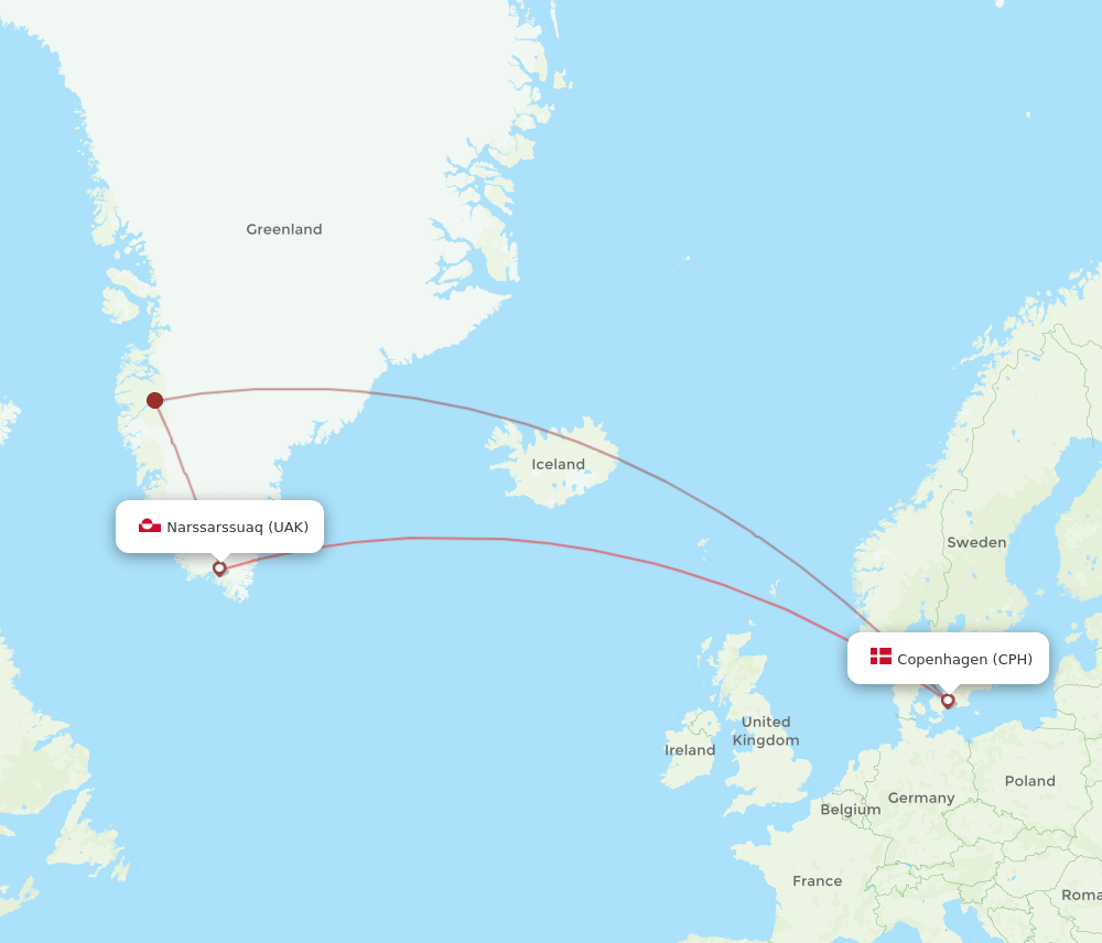 CPH-UAK flight routes