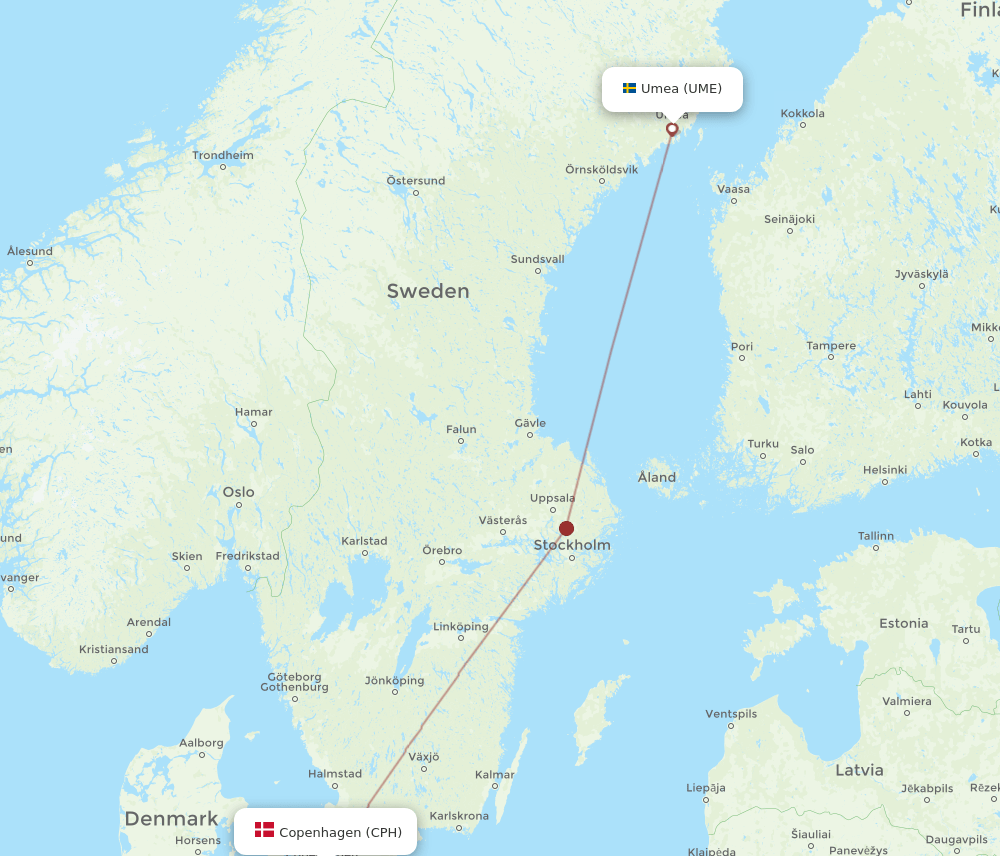 CPH-UME flight routes