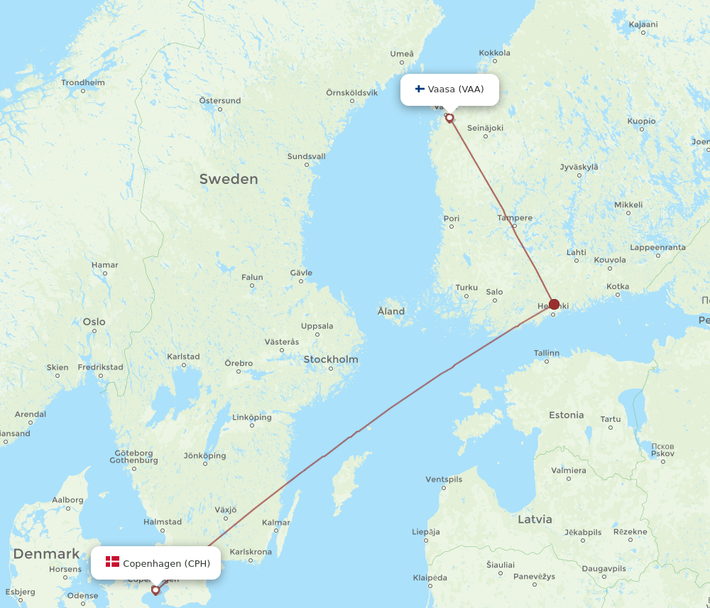 CPH-VAA flight routes