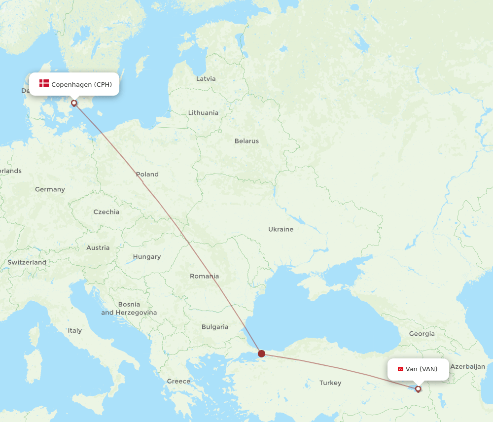 CPH-VAN flight routes