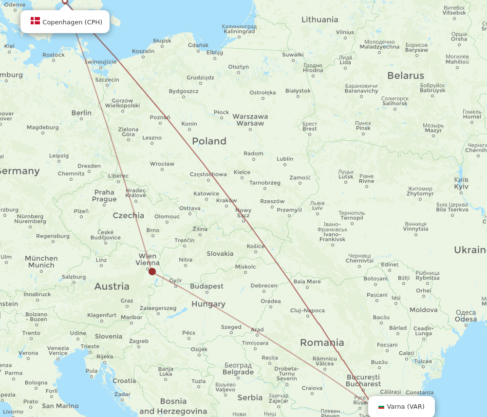 CPH-VAR flight routes