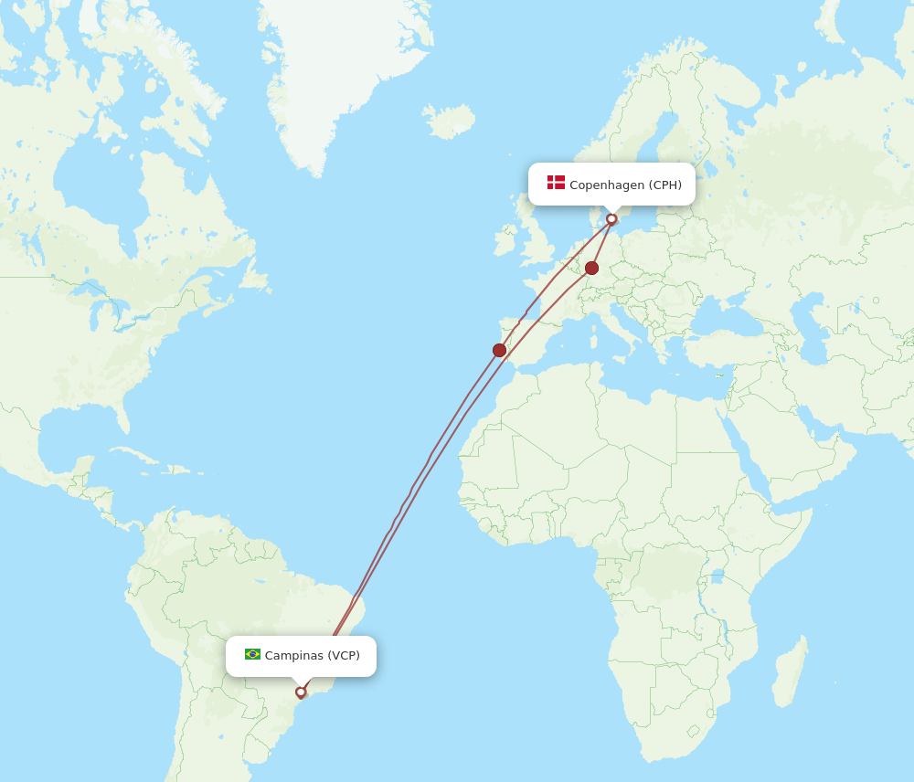 CPH-VCP flight routes