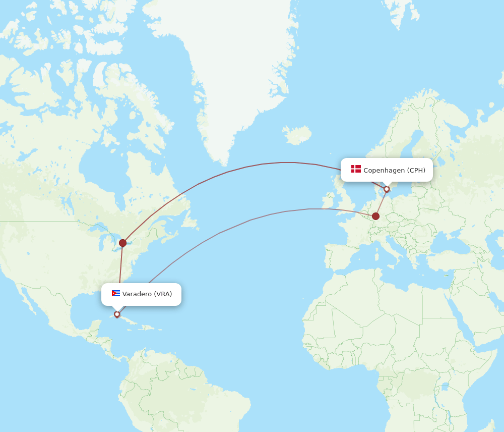 CPH-VRA flight routes