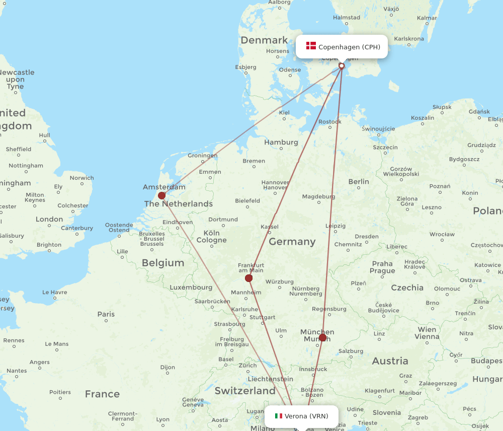 CPH-VRN flight routes