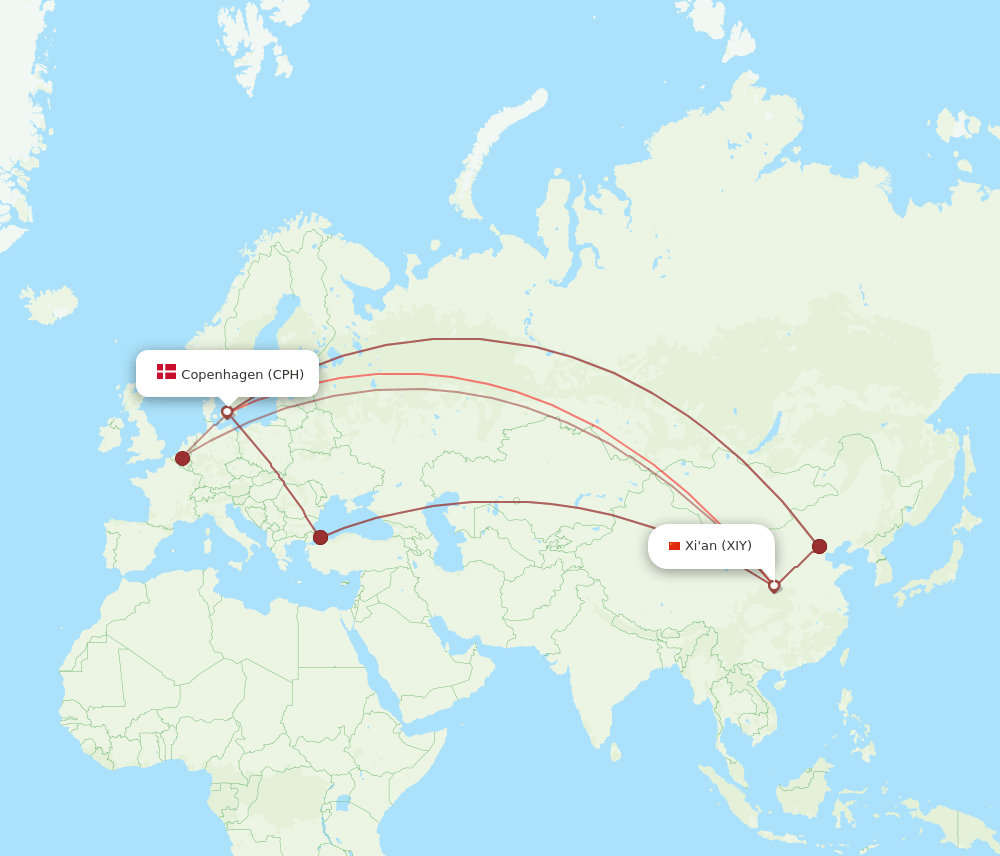 CPH-XIY flight routes