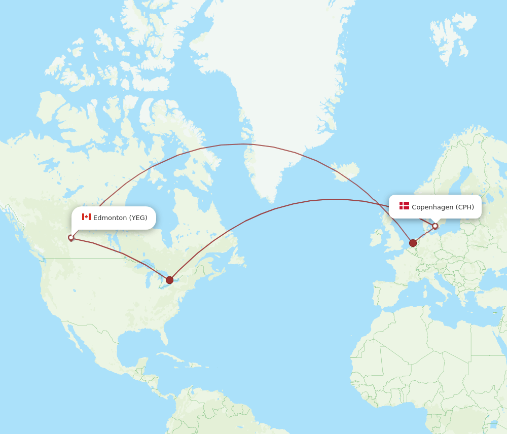 CPH-YEG flight routes