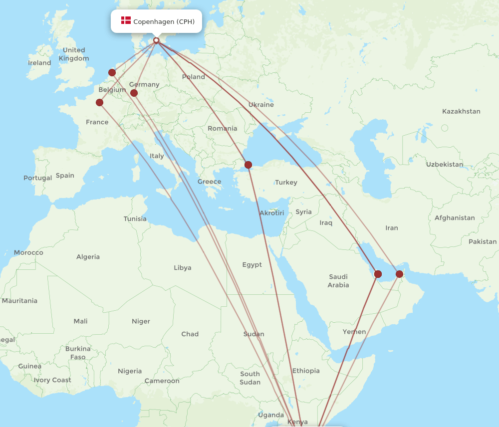 CPH-ZNZ flight routes
