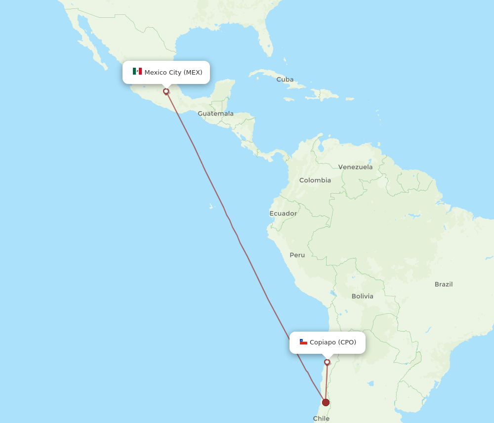 CPO-MEX flight routes