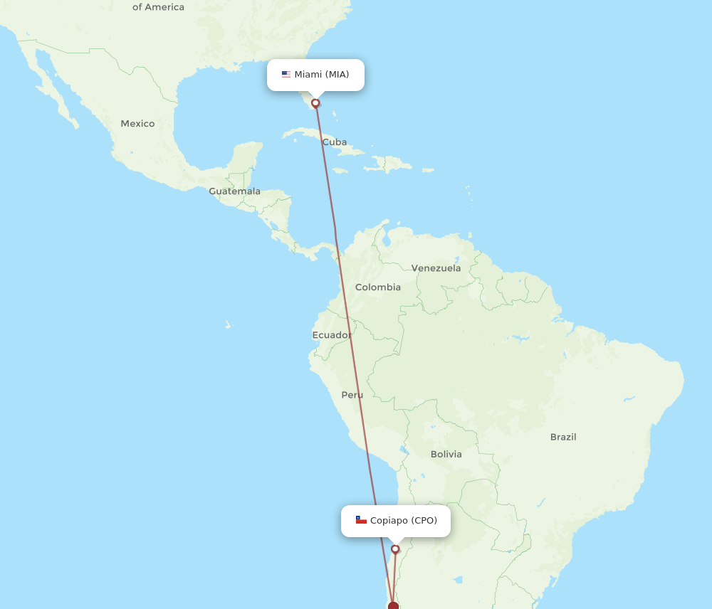 CPO-MIA flight routes