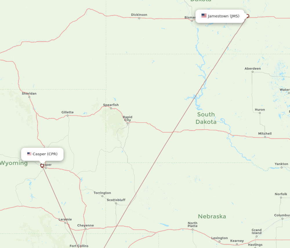 CPR-JMS flight routes