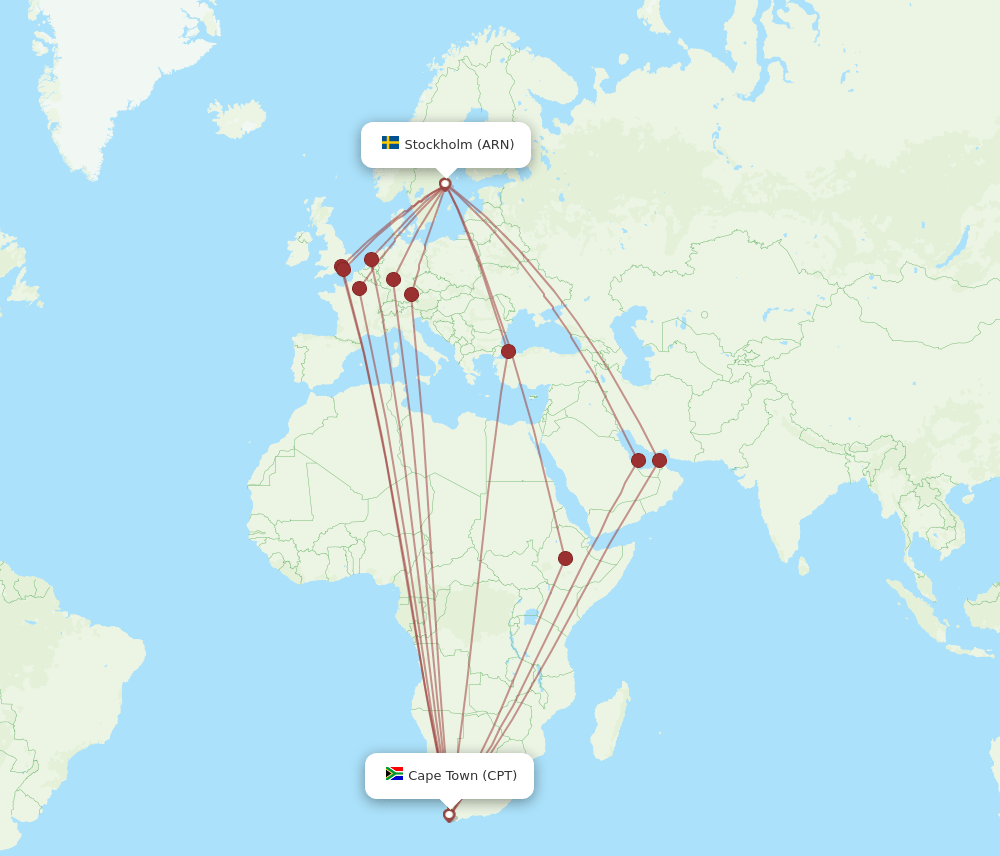 CPT-ARN flight routes