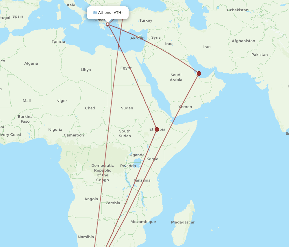 CPT-ATH flight routes
