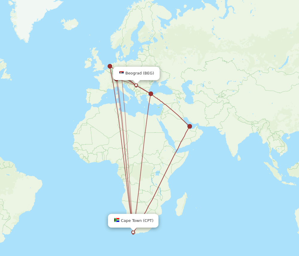 CPT-BEG flight routes