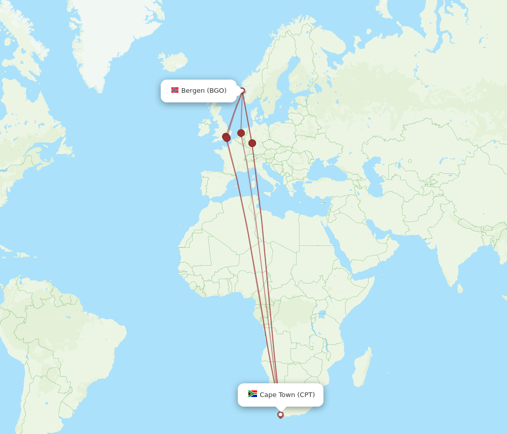 CPT-BGO flight routes