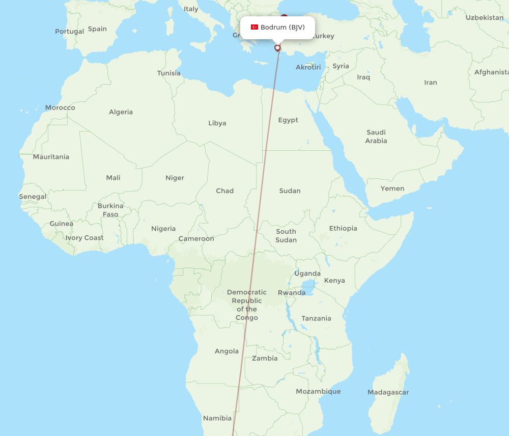 CPT-BJV flight routes