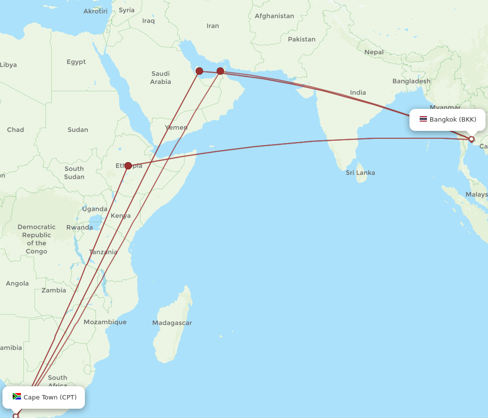 CPT-BKK flight routes