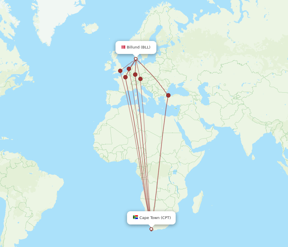 CPT-BLL flight routes