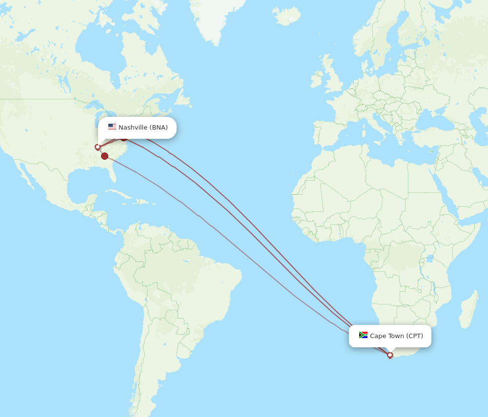 CPT-BNA flight routes