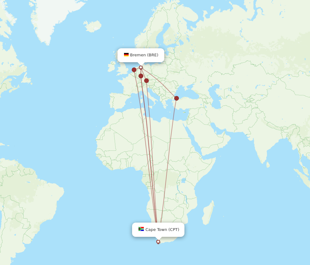 CPT-BRE flight routes