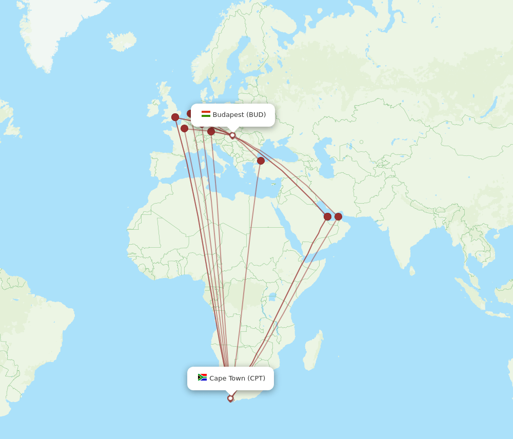 CPT-BUD flight routes