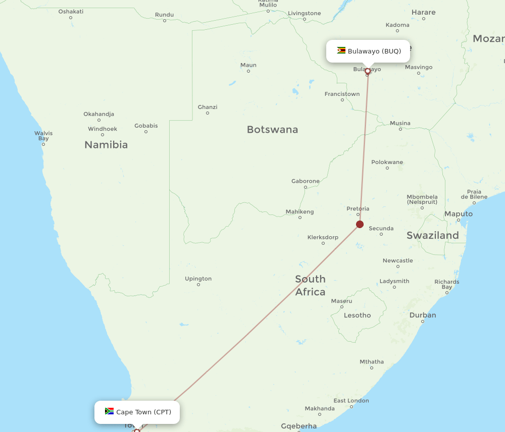 CPT-BUQ flight routes